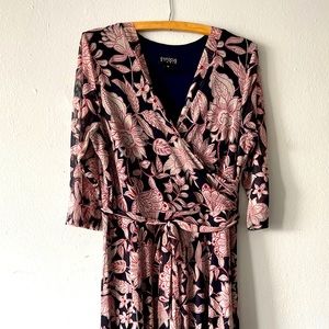 Enfocus Studio Floral Maxi Dress 💕 Plus Size | Navy & Red Elegance |